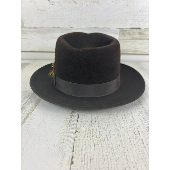 Biltmore Golden Pheasant Velour Mens 6 7/8 Terra Brown Felt Fedora - Picture 4 of 10